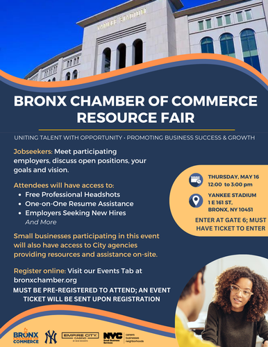 Bronx Chamber of Flyer for Commerce Resource Fair
