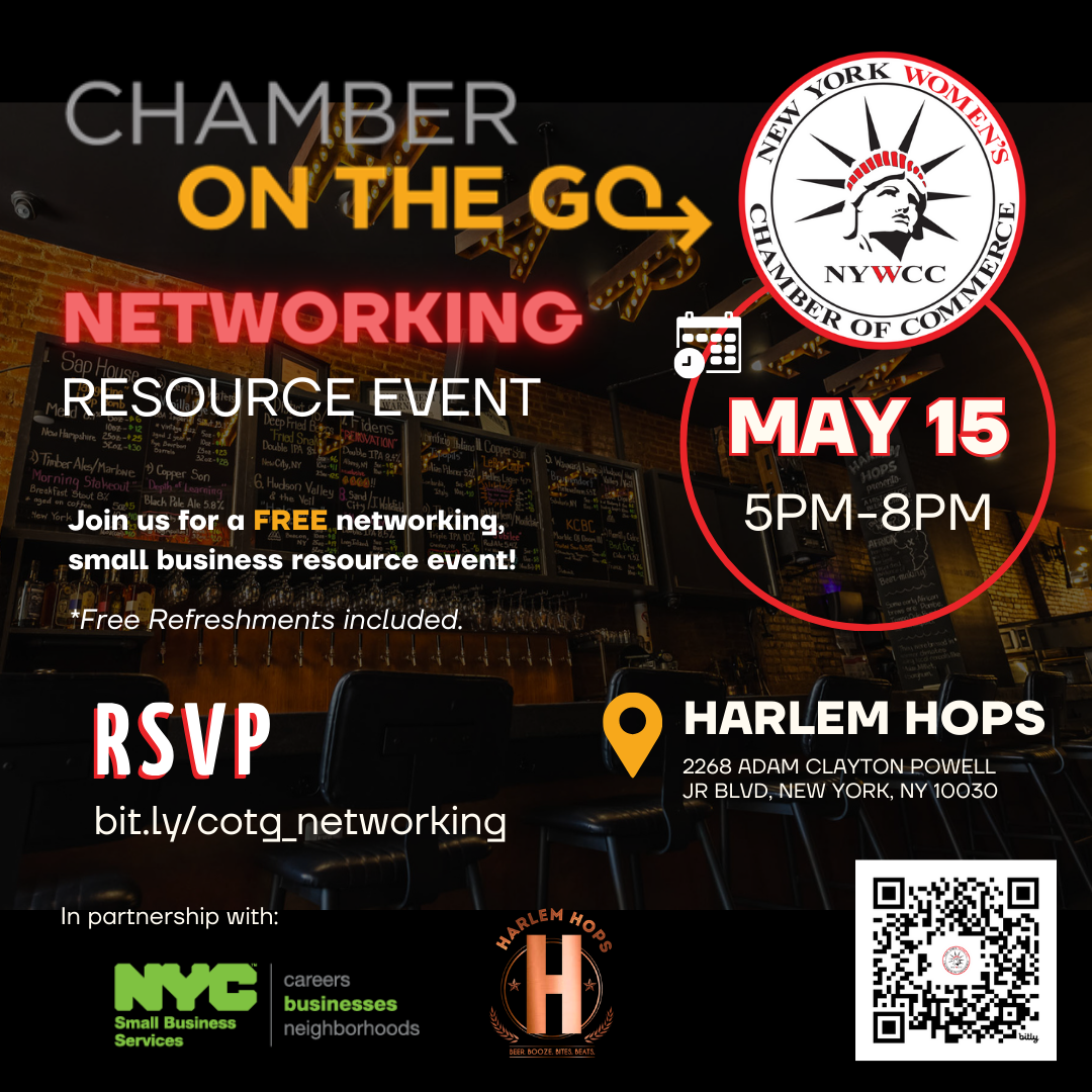 flyer for New York Women's Chamber of Commerce Networking Resource Event